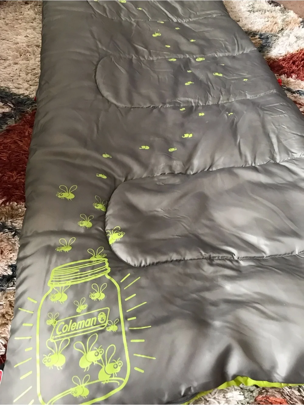 Coleman Gray and Lime Green Kids' Camping Sleeping Bag up to 5 ft